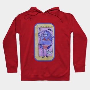 Sun-Loving Purple Monster: Watercolour Beach Art Hoodie